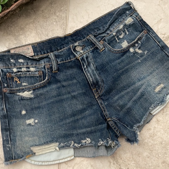 NEW Ralph Lauren Polo Denim rip off navy blue jeans shorts 28 - Picture 4 of 11